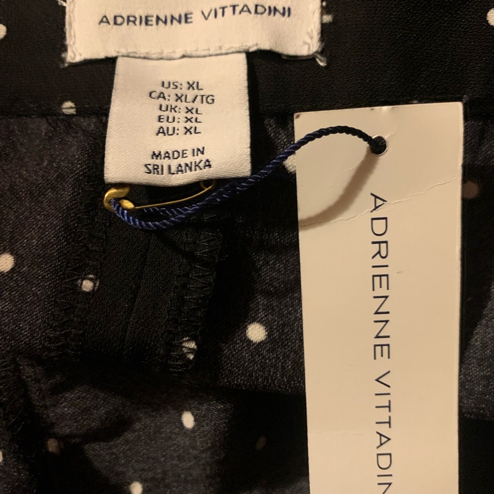 Adrienne Vittadini Black Asymmetrical Skirt with White Dots - Picture 4 of 5